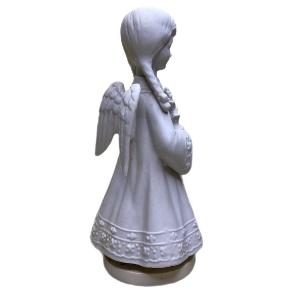 Music Box Angel Vintage Ceramic White Christmas - Picture 6 of 10